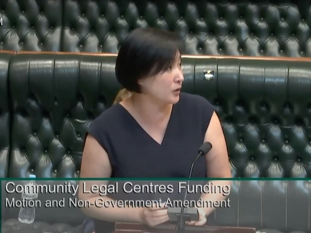 Jenny Leong delivering a speech in NSW Parliament.