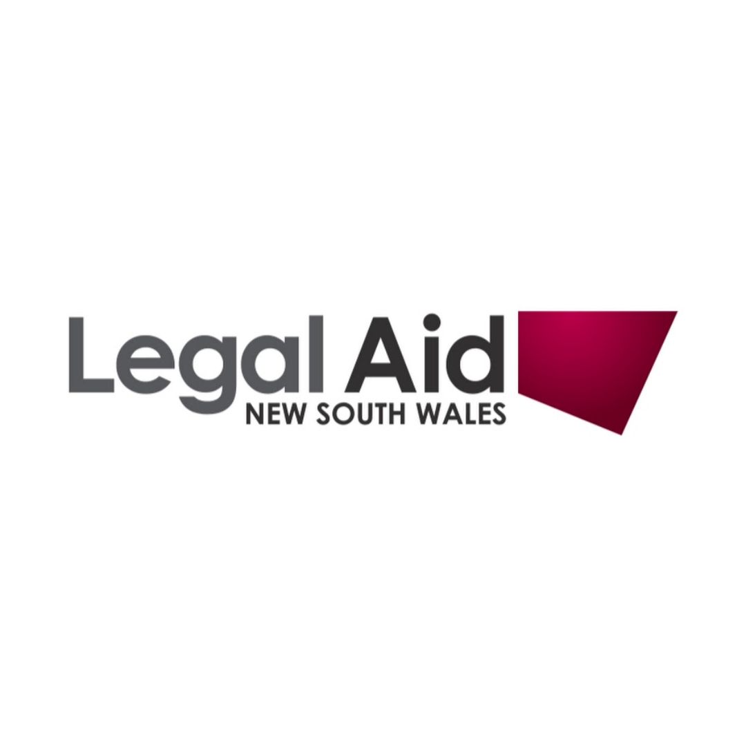 Logo for Legal Aid New South Wales with a red shape shaped like New South Wales 