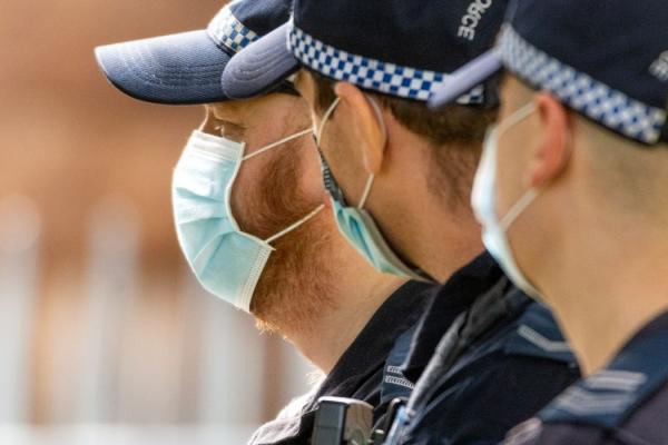 NSW Police wear face masks. 