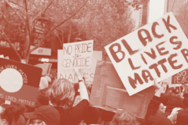An image of a Black Lives Matter march. 